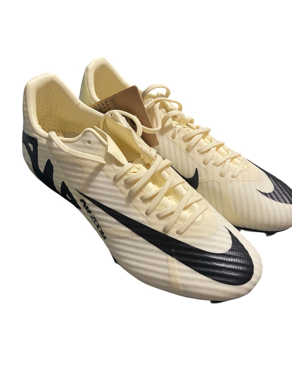 Nike Kids Boy’s Vapor Football Cleats in Cream with Black Swoosh